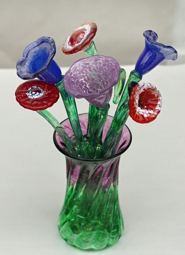 DB-765 VASE - PURPLE AND GREEN 7x4x4 $100 at Hunter Wolff Gallery